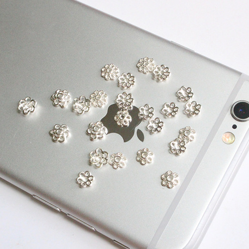 S925 sterling silver flower-shaped flower piece hand-beaded spacer bead bracelet DIY jewelry accessories flower holder flower cap spacer