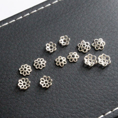 S925 sterling silver flower-shaped flower piece hand-beaded spacer bead bracelet DIY jewelry accessories flower holder flower cap spacer