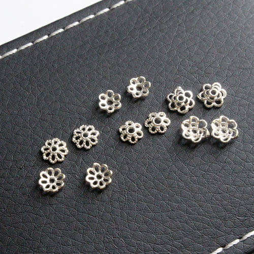 S925 sterling silver flower-shaped flower piece hand-beaded spacer bead bracelet DIY jewelry accessories flower holder flower cap spacer