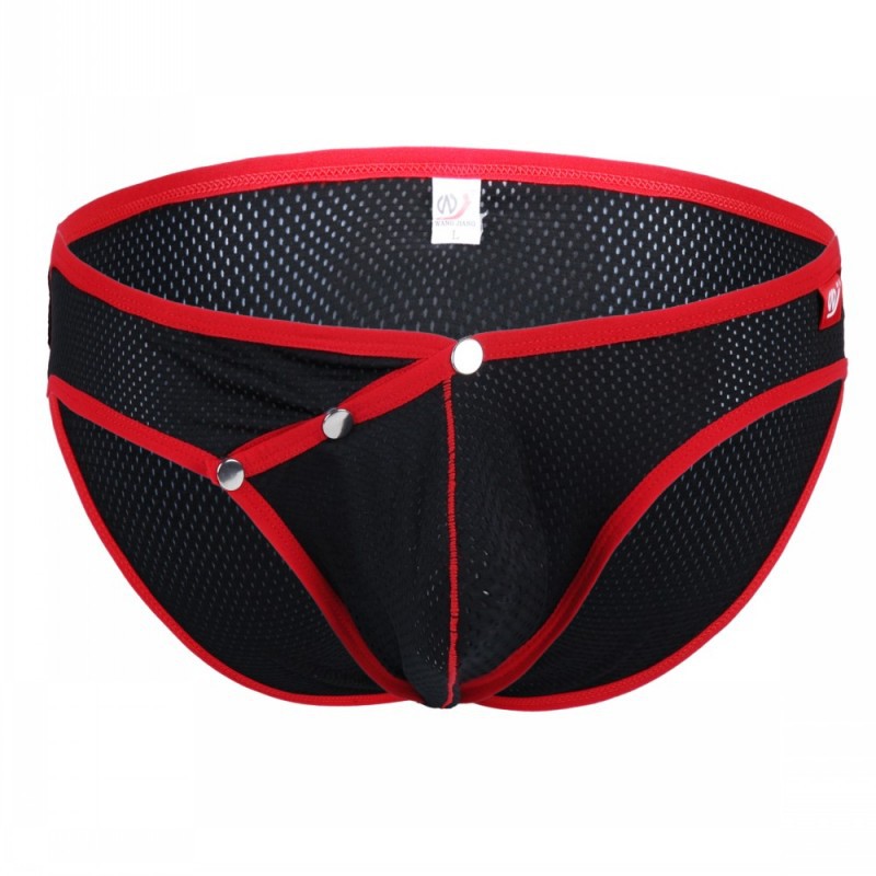 Men's Underwear Sexy Adult Buckle Breathable Fashion Low-Waist Mesh Briefs Fitness Bikini Men's Shorts