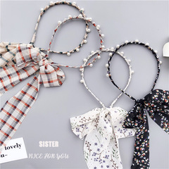 Korean Ultra-Fairy Floral Rhinestone-Adorned Sweet Pearl Fabric Bow Ribbon Headband | Instagram-Style Mori Girl Hair Clip & Headband