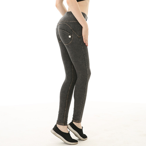 New sports yoga pants for women, high-waisted denim version of peach hip-lifting sports pants, beautiful butt fitness peach pants