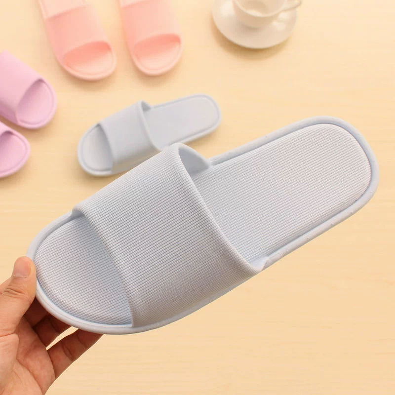 Домашние тапочки Летняя домашняя обувь из ПВХ с мягкой подошвой Мужские полосатые сандалии в японском стиле Парные Банные Тапочки для ванной Женские