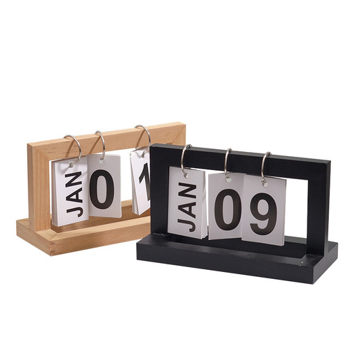 Wooden flip calendar simple home study dormitory desktop desk calendar perpetual calendar photo props decoration ornaments