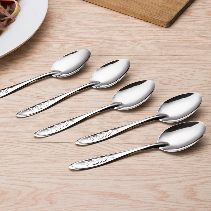 Бытовая розовая ручка Наконечник из нержавеющей стали Ложка для арбуза Ресторан Длинная ручка Десертная ложка из нержавеющей стали Ложка для смешивания кофе