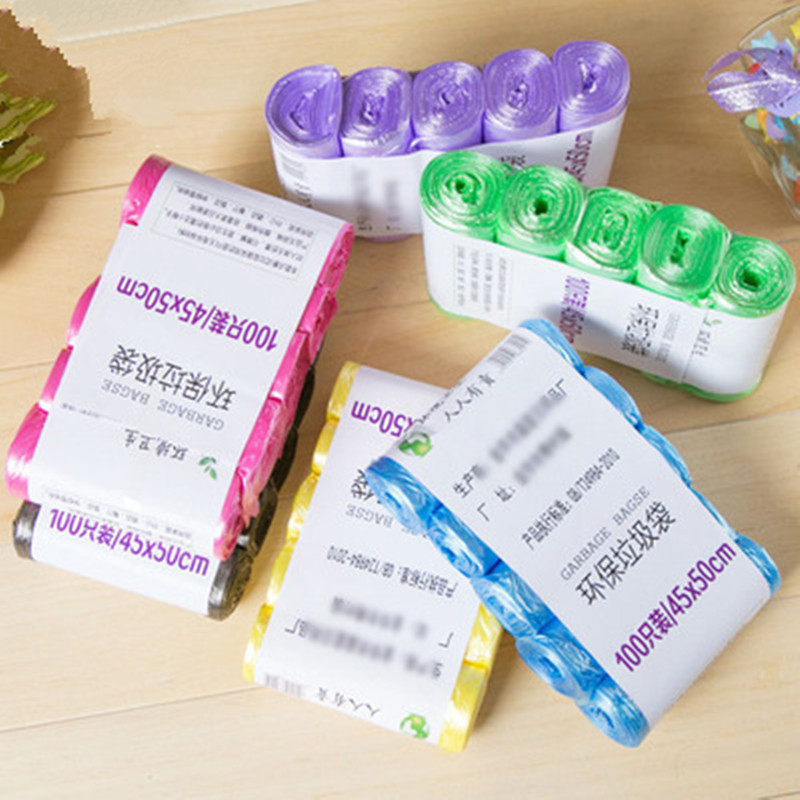 Bolsa de basura engrosada color plástico cocina baño hogar punto break tipo bolsa de protección del medio ambiente 5 rollos 100 piezas de gran tamaño