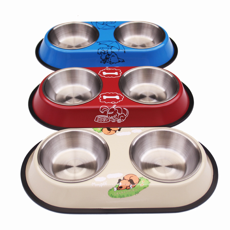 Pet Bowl 201 Stainless Steel Dog Double Bowl Dog Basin Cat Bowl Pet…