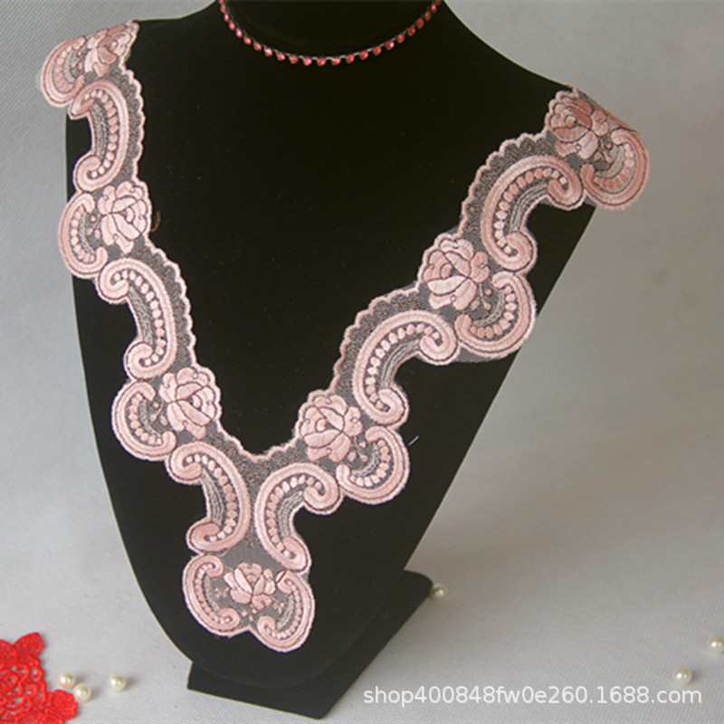 厂家供应水溶网布精品领花 高档婚纱服装花边 涤纶丝女装花边