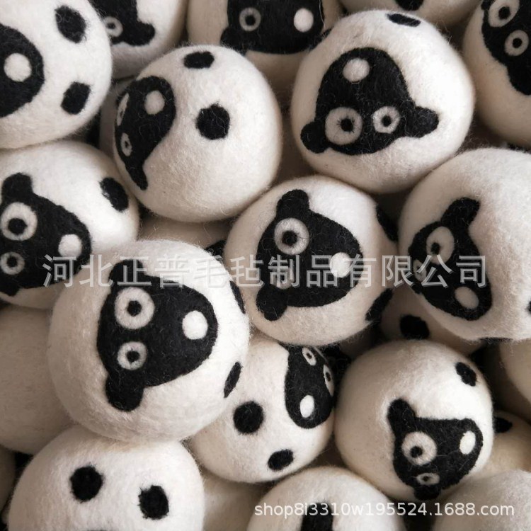 支持制作7cm图案毛毡球笨笨熊图案针刺   饰品装饰 烘干毛毡球