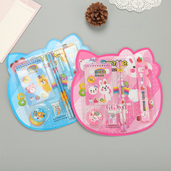 Creative student stationery eight-piece children's gift eight-in-one stationery set cute cartoon learning prizes wholesale