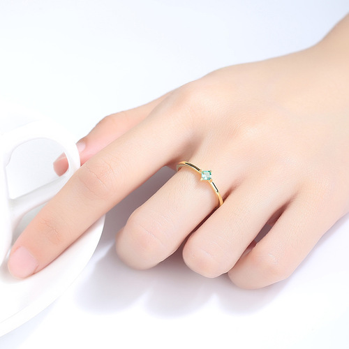 PAG&MAG all-over sterling silver ring S925 bracelet four-claw green gemstone foreign trade cross-border simple fashion jewelry
