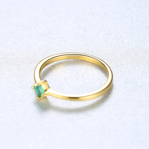 PAG&MAG all-over sterling silver ring S925 bracelet four-claw green gemstone foreign trade cross-border simple fashion jewelry
