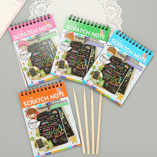 Factory direct sales thickened children's DIY scratch-off painting colorful scratch-off drawing book Environmentally friendly educational art paper coil drawing book