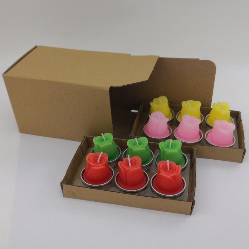 Nueva iluminación en caja vela simulación cactus flor vela planta suculenta vela Día de San Valentín té cera