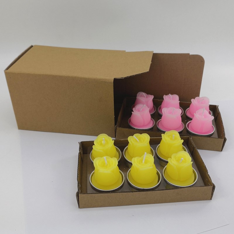 Nueva iluminación en caja vela simulación cactus flor vela planta suculenta vela Día de San Valentín té cera