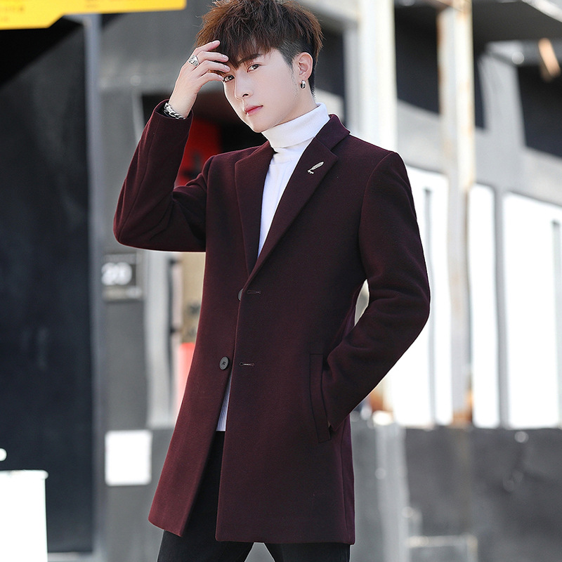 2024 abrigo de lana de los hombres de invierno coreano casual abrigo juvenil de doble cara abrigo de lana de los hombres de una sola pieza de entrega