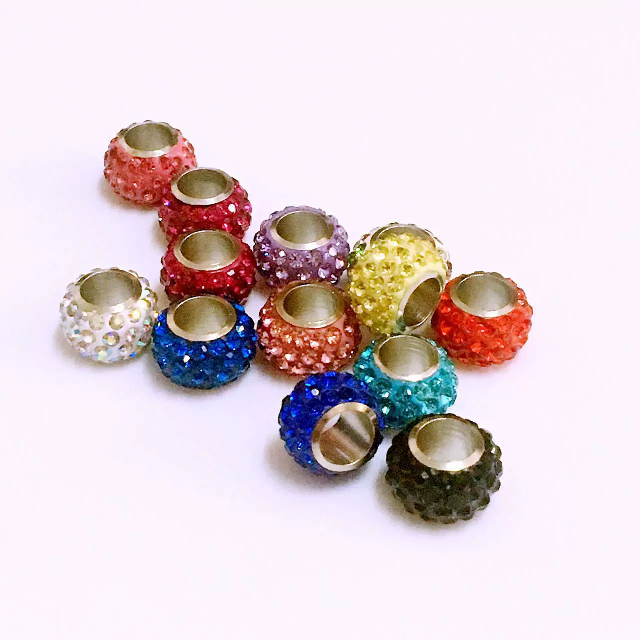 自产自销精品逗猫棒彩色钻珠 彩色7mm内孔大孔珠钻球 手链配件