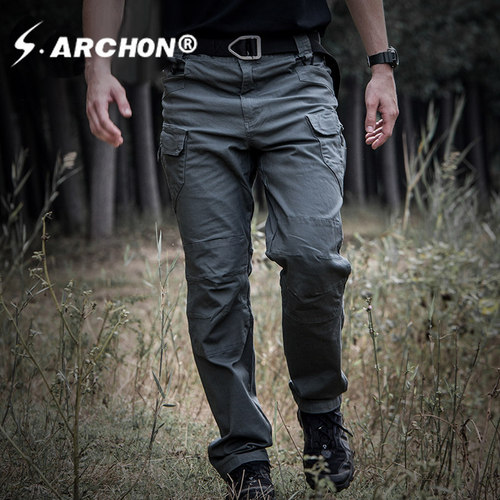 Angken Spring and Autumn IX7 tactical pants men's slim stretch 9 military fan training pants outdoor overalls trousers straight combat pants