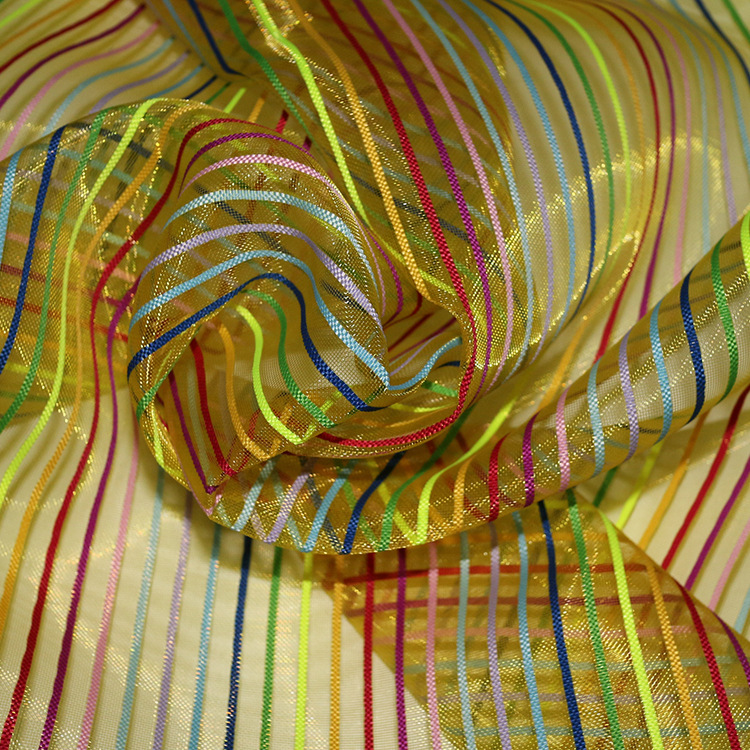 尼龙条纹沙网 彩色条纹纱网 条纹编织网 七彩沙网文具袋网面料