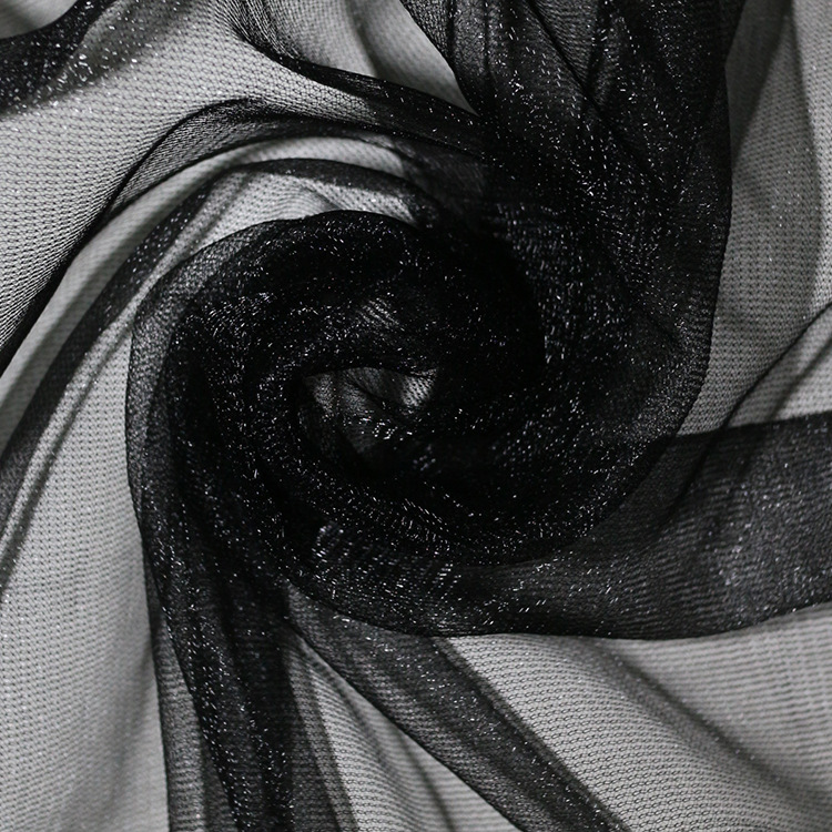 软手感网眼布涤纶网服装用黑色闪光洗衣袋布料水波纹弯纹平布工厂