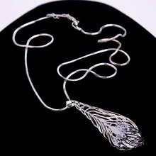 韩版时尚镂空水晶叶子毛衣链长款水滴项链女百搭装饰品一件代发