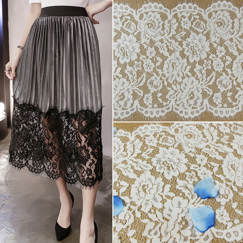 35cm锦棉股线锦棉睫毛蕾丝花边 蕾丝婚纱面料 服装连衣裙花边辅料