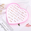 Small plastic gift box heart-shaped, hypoallergenic earrings, Korean style, simple and elegant design, 36 pair, wholesale