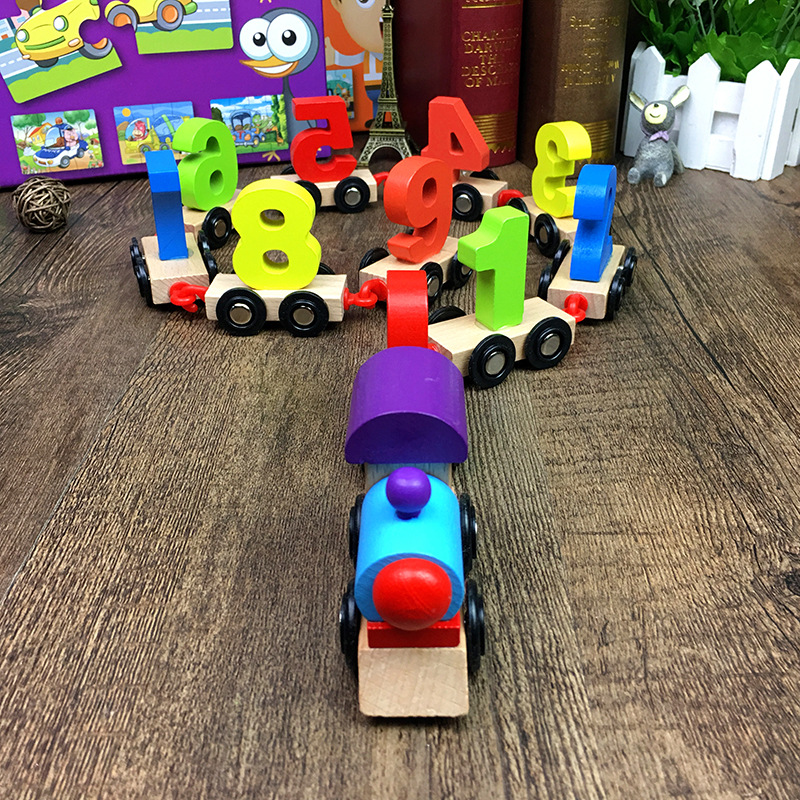 Tren de arrastre digital madera niños educativos combinación montaje bloques construcción y niñas juguetes