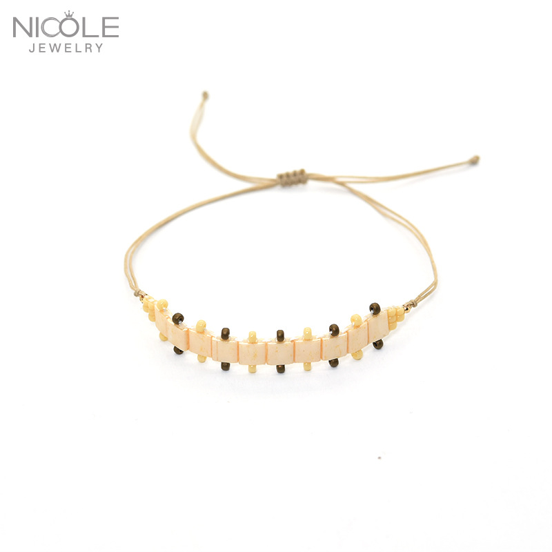 Nuevo lanzamiento de producto: Pulsera DIY de cuentas de arroz para mujer, elegante, sencilla, hecha a mano, accesorios de verano, tejida a mano