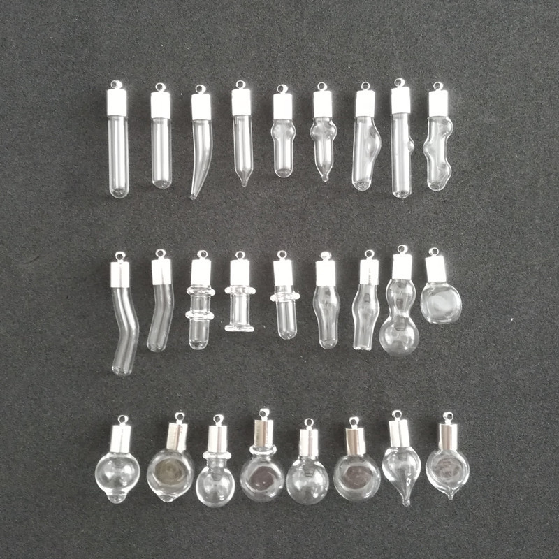 Factory rice carving wishing bottle rice engraving earrings jewelry transparent small glass bottle pendant accessories in stock