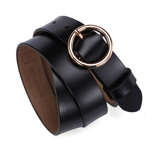 Round Button Leather Belt for Women, Korean Style, Simple and Casual Decorative Belt, Versatile Women's Belt, Student Belt, Wholesale