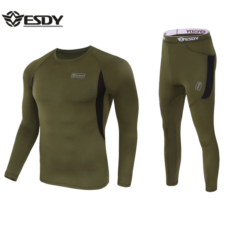 ESDY outdoor sports functional underwear fleece thermal underwear set physical clothing
