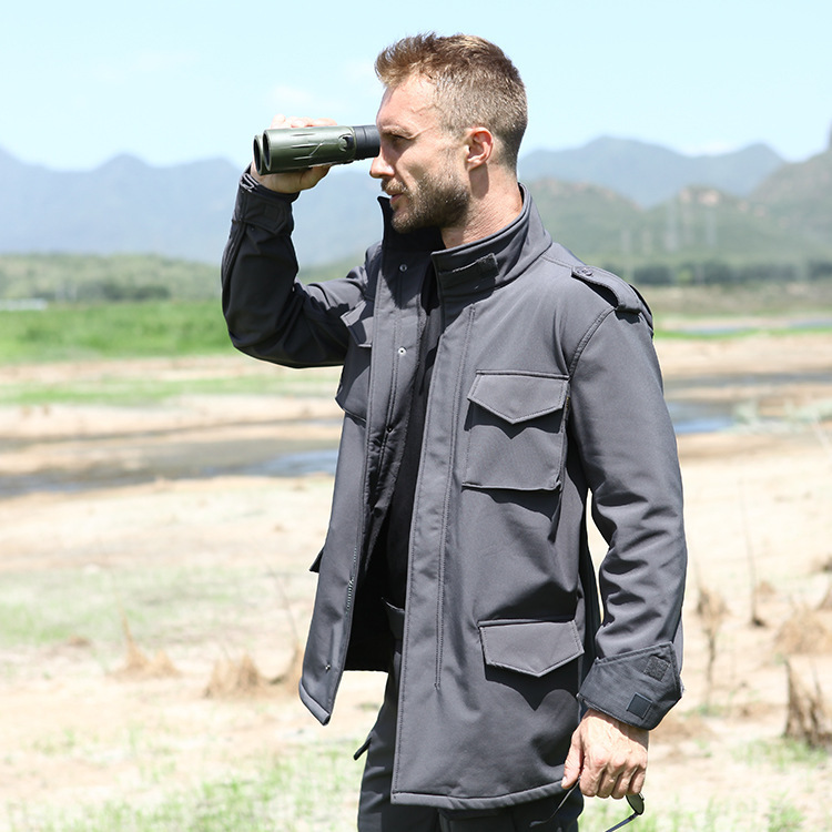 Single-Sided Velvet Soft Shell Jacket for Men, Outdoor Casual Men's Warm Fleece Jacket, Windproof Soft Shell Mountaineering Jacket