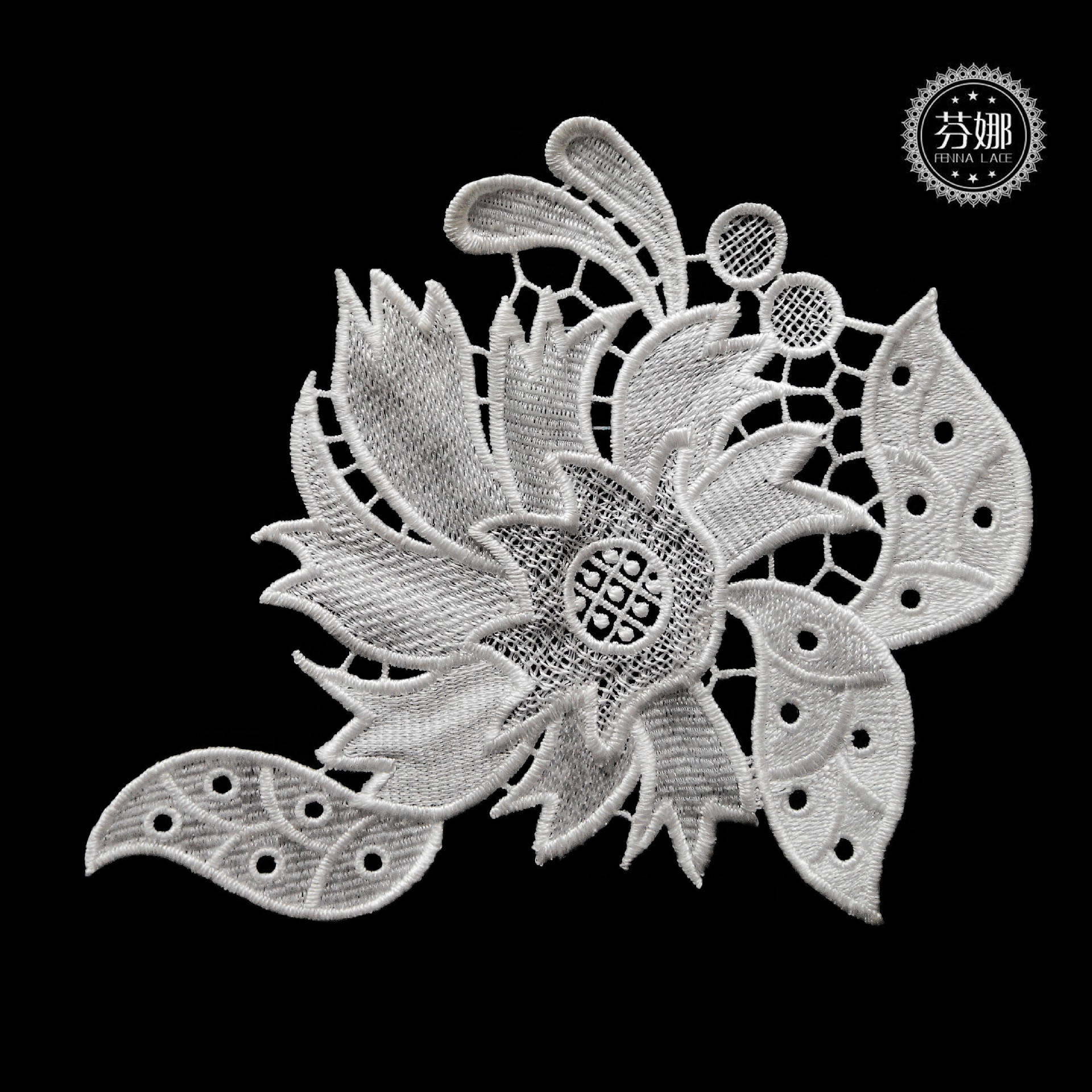 服装辅料花边   厂家直供 水 溶刺绣涤光 涤纶丝花个 花边制品