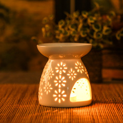 Wholesale Tang-style hollowed-out pure white essential oil incense burner, ceramic craftsmanship, delicate indoor aroma, pleasing to the mind and body.