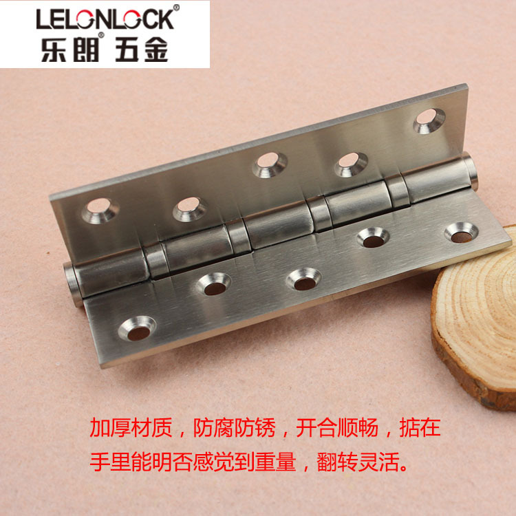 Bisagra de acero inoxidable 304 de 5 pulgadas con orificio en forma de S para puertas interiores, bisagra silenciosa con rodamiento de bolas, bisagra plana de estilo europeo estándar.