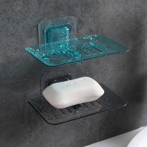 Creative punch-free wall-mounted crystal soap dish bathroom wall-mounted soap rack drain soap dish bathroom soap dish