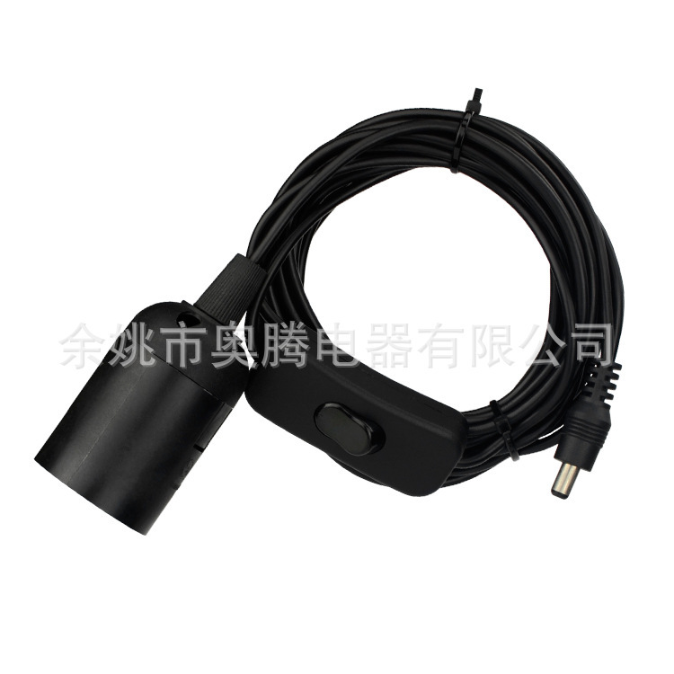 厂家批发DC太阳能插头电源线5A12-24V带开关E27灯头电led直流插座