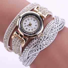 新款日内瓦手表 手工编织麻花复古彩色手表 外贸热销水钻女士手表