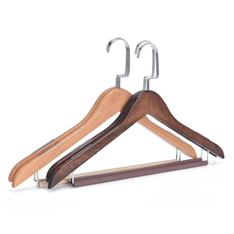 Wood Hanger (Guilin Ruisen) 42 cm — Natural Wood, With or Without Trouser Bar