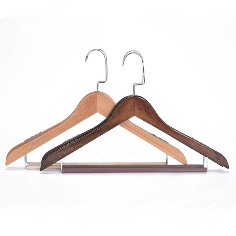 Wood Hanger (Guilin Ruisen) 42 cm — Natural Wood, With or Without Trouser Bar
