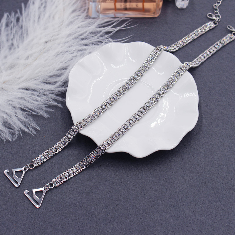 Anti-exposición fuera del hombro ropa interior correa de hombro Halter sujetador Correa rhinestone sujetador Correa invisible antideslizante hombro ancho de banda