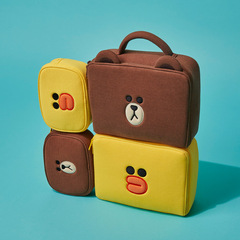 Korean cute cartoon bear makeup bag for women, small size portable travel hand-held storage bag, coin purse, mobile phone bag