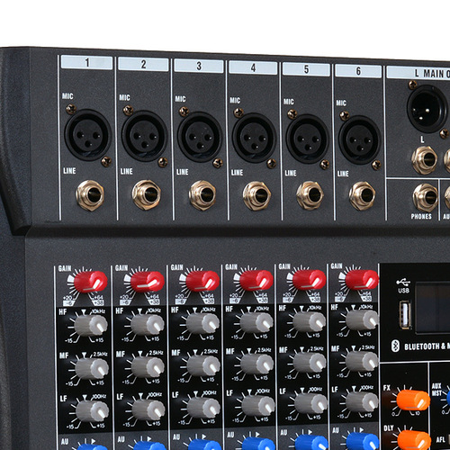 6-Channel Professional Stage Microphone for Live Performances, Karaoke Live Streaming Audio Equipment with Effects, Bluetooth, USB Mixer