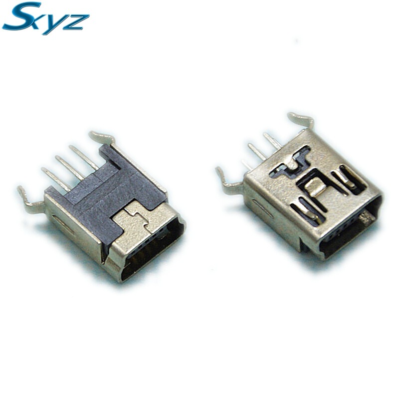 In-line USB interface socket adapter 180 degree bent mini MINI-USB female socket 5p