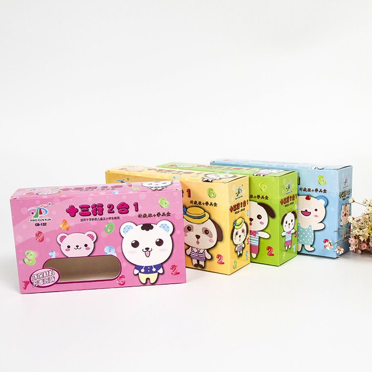 卡通水彩笔包装纸盒 开窗铅笔彩盒子蜡笔挂钩彩盒空盒子定 做设计