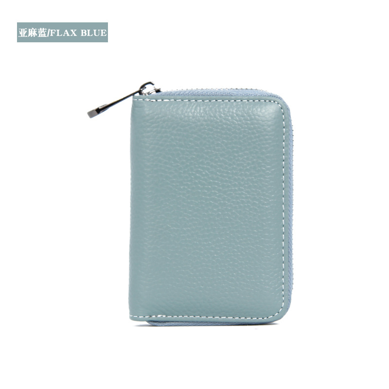 トップ層牛革防磁rfid本革男女共通カードバッグ多機能証明書バッグジッパーカードカバー名刺バッグ