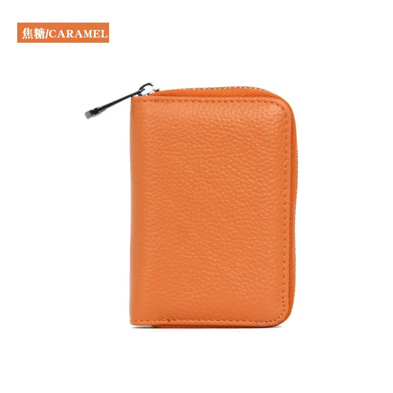 トップ層牛革防磁rfid本革男女共通カードバッグ多機能証明書バッグジッパーカードカバー名刺バッグ