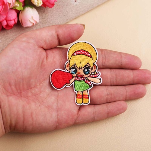 Embroidered patch with cute cartoon little girl design for clothing decoration