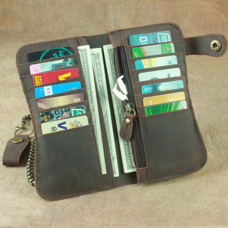 Crazy Horse de cuero de los hombres bolso de los hombres llavero billetera de los hombres